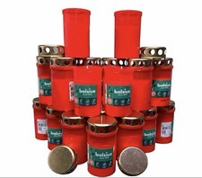 20x Grabkerzen mit Deckel rot Bolsius Dauerbrenner Grablichter Nr. 3