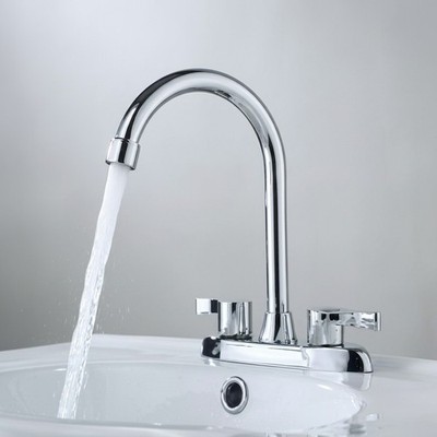 2-Handle Kitchen Faucet Rotary Hot and Cold Basin Sink Mixer Tap 