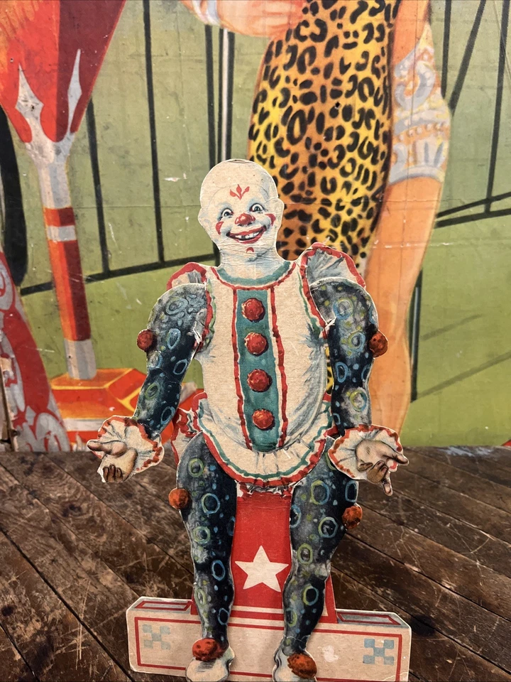 ANTIQUE C. 1910 CLOWN CARNIVAL COUNTERTOP DISPLAY SIGN CIRCUS FREAK SHOW RARE!! - Image 2 of 4
