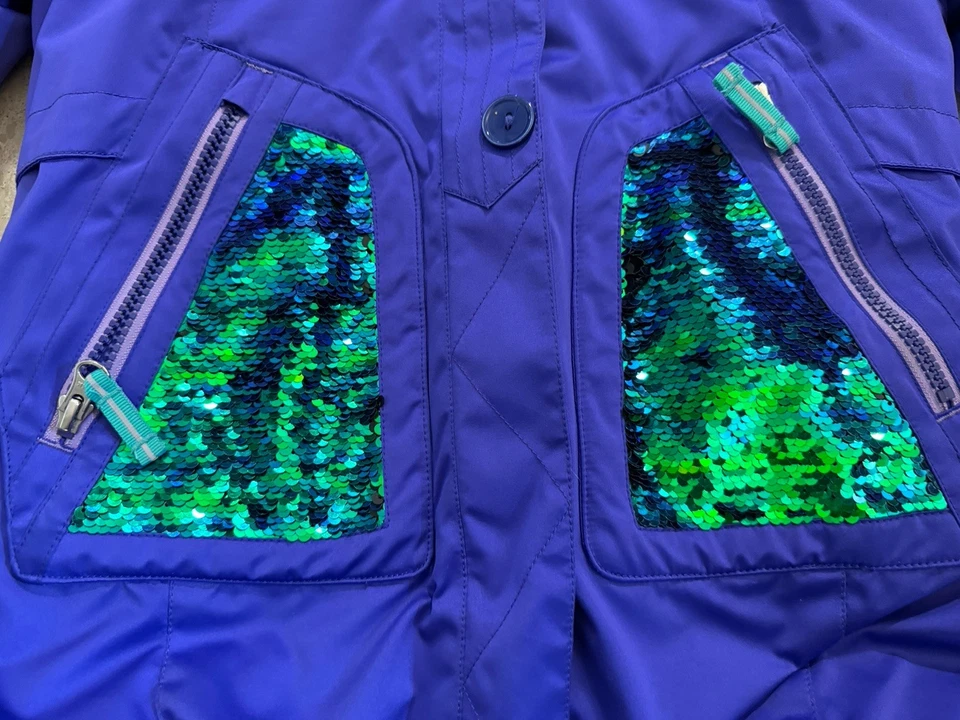 Great Condition: Girls Obermeyer Purple Free Reign Sparkle Jacket - Size 8 - Image 4 of 4