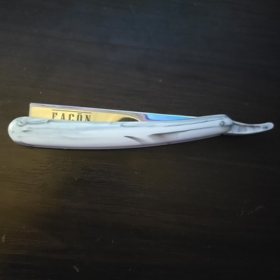 White/Black Facon Professional Barber Straight Razor for Men With 1 Facon Blade