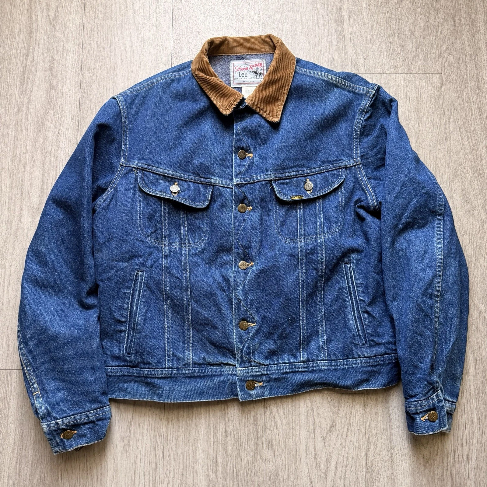Vintage Lee Storm Rider Denim Trucker Jacket Blanket Lined Corduroy Collar 46L
Opens in a new window