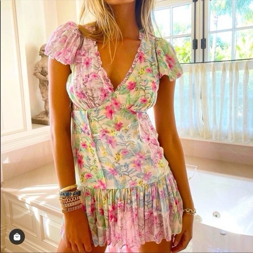 Love Shack Fancy Dress Mini Floral Patchwork size 10
