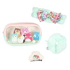 Squishmallows Treat Yourself 4-Piece Accessory Care Kit Cosmetic Travel Bag Set