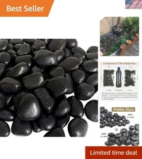 2-3 Inch Black Polished River Pebbles - Natural Stones for Garden & Home Décor