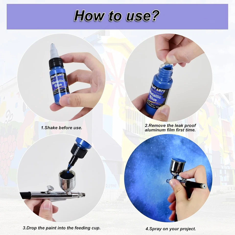 Airbrush Farbe, 30 Farben Mit 3 Verdünner Airbrush Lack Set, Wasserbasierte Luft - Bild 3 von 4