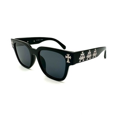 Unisex Triple Cross Black Full Frame Hiphop Sunglasses/Shades