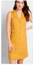 ModCloth Mustard/Mango Linen Blend Sleeveless Coasting Along Shirt Dress Size 8