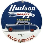 VINTAGE HUDSON PORCELAIN DEALERSHIP SIGN SERVICE STATION GAS OIL METAL GASOLINE