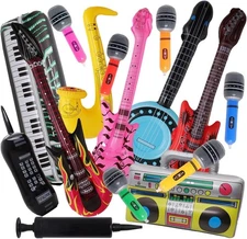 Fumwase 15PCS Inflatable Rock Star Toy Set Inflatable Instruments Party Props Ro
