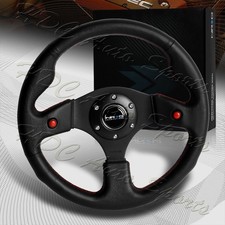 Nrg 320mm Reinforced Black Leather W Dual Side Buttons Steering Wheel Rst-007r