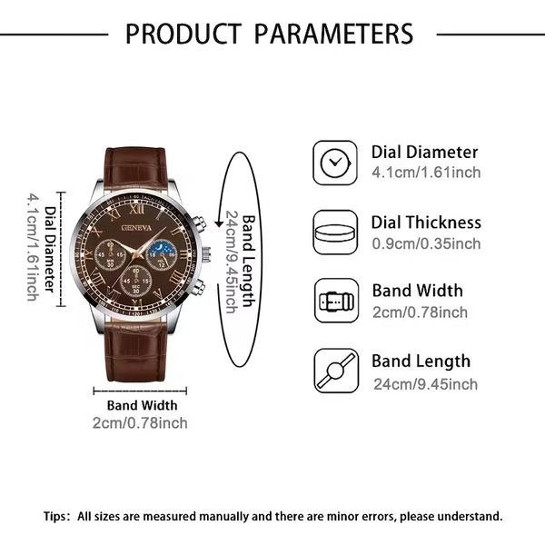 Reloj de lujo para hombre con correa de piel sintética, esfera redonda, casual de negocios, regalo 5