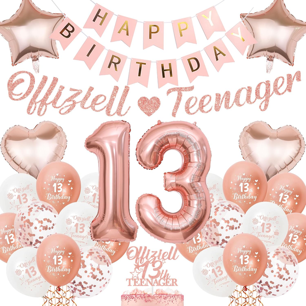 Deko 13 Geburtstag MäDchen RoséGold - Offiziell Teenager Geburtstagsdeko Happy B-image