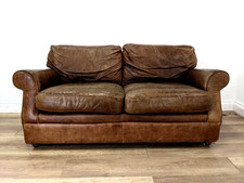SOFA 2.5 Seater Toffee Brown Leather Removable Cushions Wood Feet FREE DELIVERY