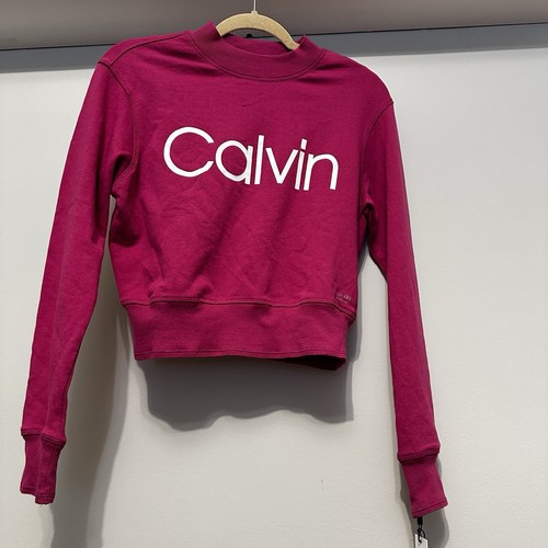 Calvin Klein Damen Hot Pink Cropped Rundhalsausschnitt Sweatshirt X-Small Neu mit Etikett - Bild 9 von 11
