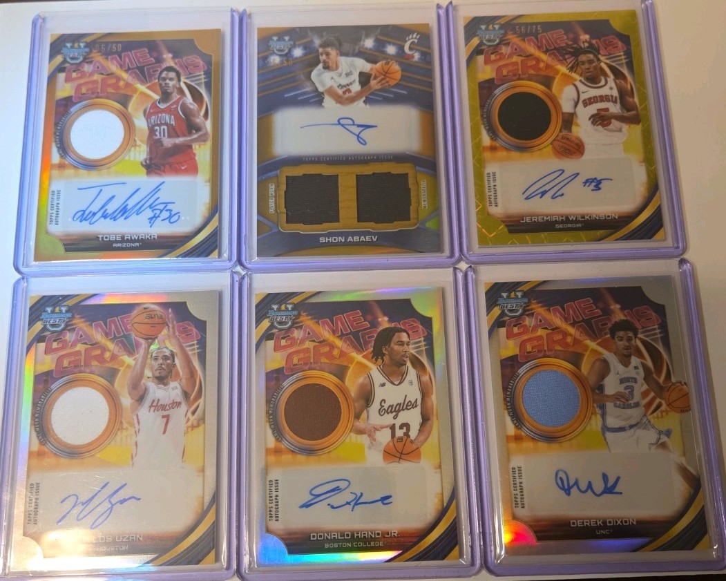 2025/26 Bowman Best 6 Patch Autos: WIlkinson, Awaka, Abaev, Dixon, Uganda, Hand