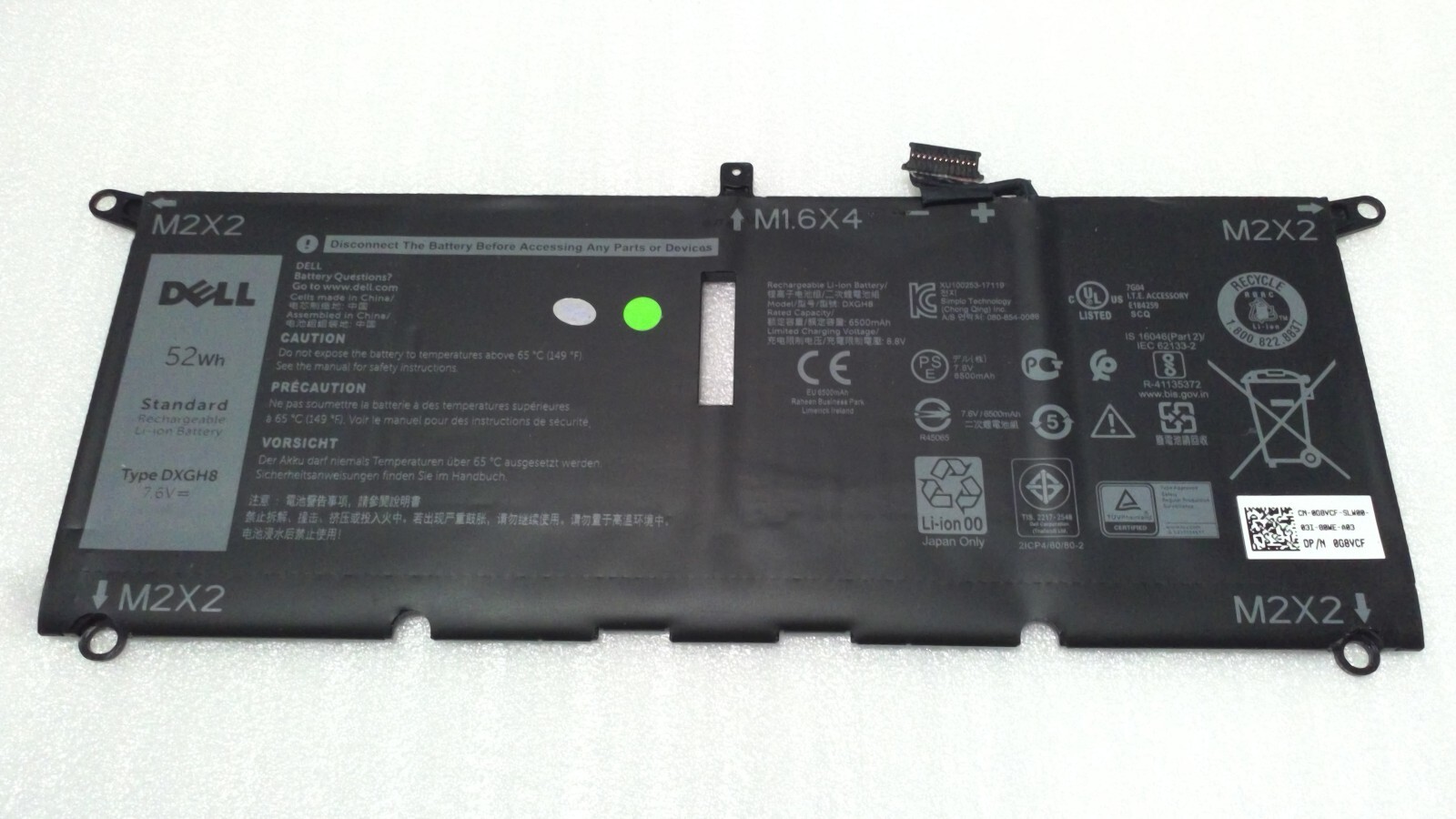 Genuine Dell Battery DXGH8 for XPS 13 9370 9380 Inspiron 5390 5391 7490