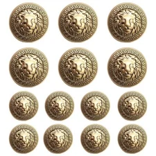 14 Pieces Lion Gold Metal Blazer Button Set 15MM 20MM for Blazers, Suits, Spo...