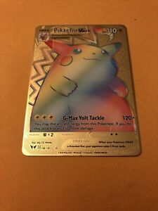 Pikachu Pokemon VMAX Rainbow Gold Custom Metal Card | eBay