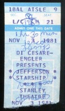 Vintage 1981 Jefferson Starship Red Rider Concert Ticket Stub Pittsburgh PA