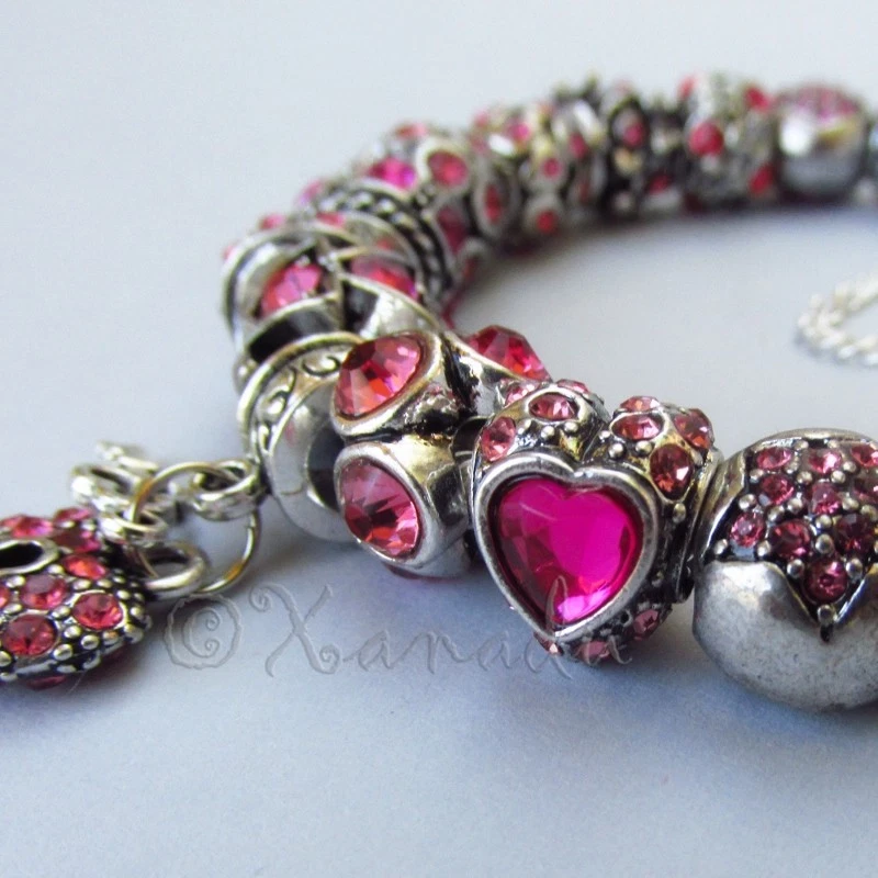 Pulsera Pandora de Plata de Ley Genuina con Piedras Natales de Octubre Rosa Europeo Foto 3 de 4