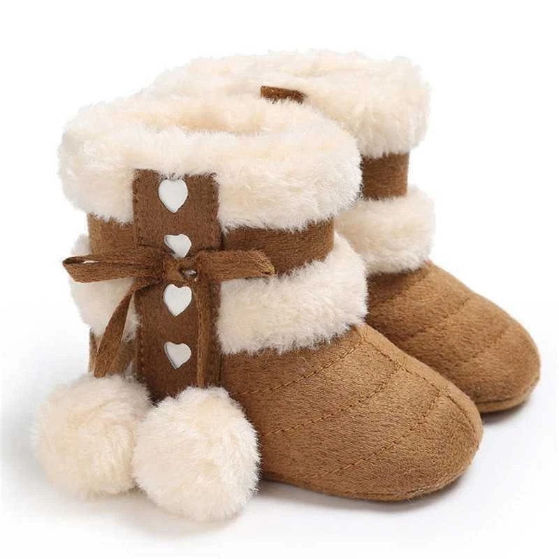 Niño pequeño recién nacido bebé suela goma pelusa botas cálidas bebé nieve invierno 2024 zapatos Foto 3 de 4