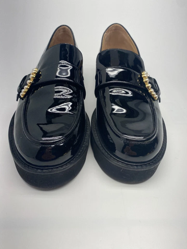 Mocasín de charol negro Stuart Weitzman Piper Superlift para mujer talla 10,5B Foto 4 de 4