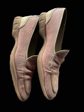 Vintage Chanel Pink Denim  Leather CC Logo Slip On Shoes Loafers