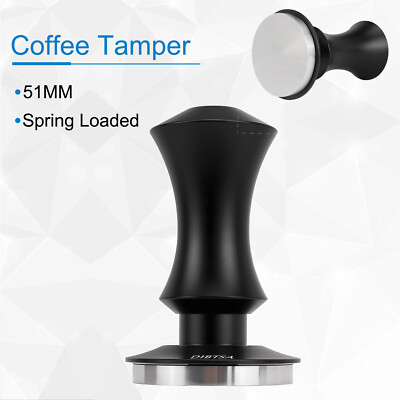 51mm Coffee Tamper Espresso Calibrated Hammer Leveler Spring Loaded Flat Base