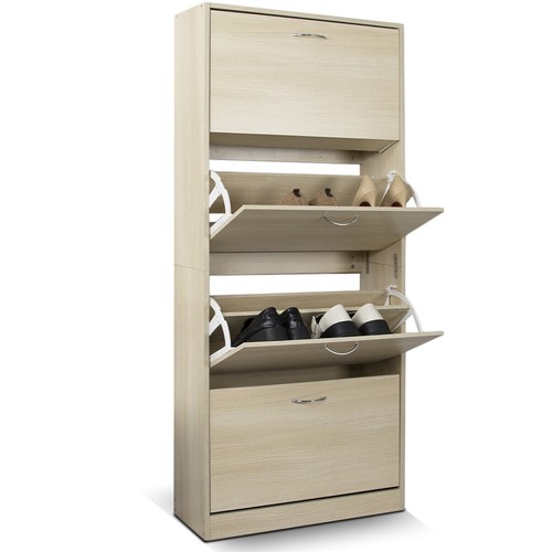 Scarpiera 4 Ante Salvaspazio Doppia Profondità Maniglia Colore Olmo 63x24 H150cm - Foto 4 di 5