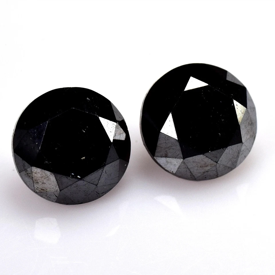 2 Pcs Fine Quality Black Diamond Matching Pair Brilliant Natural Diamond Africa - Image 2 of 4