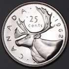 1962 Canada 25 Cents Silver Coin - Proof-Like (PL) KM#52 - 6749-PC