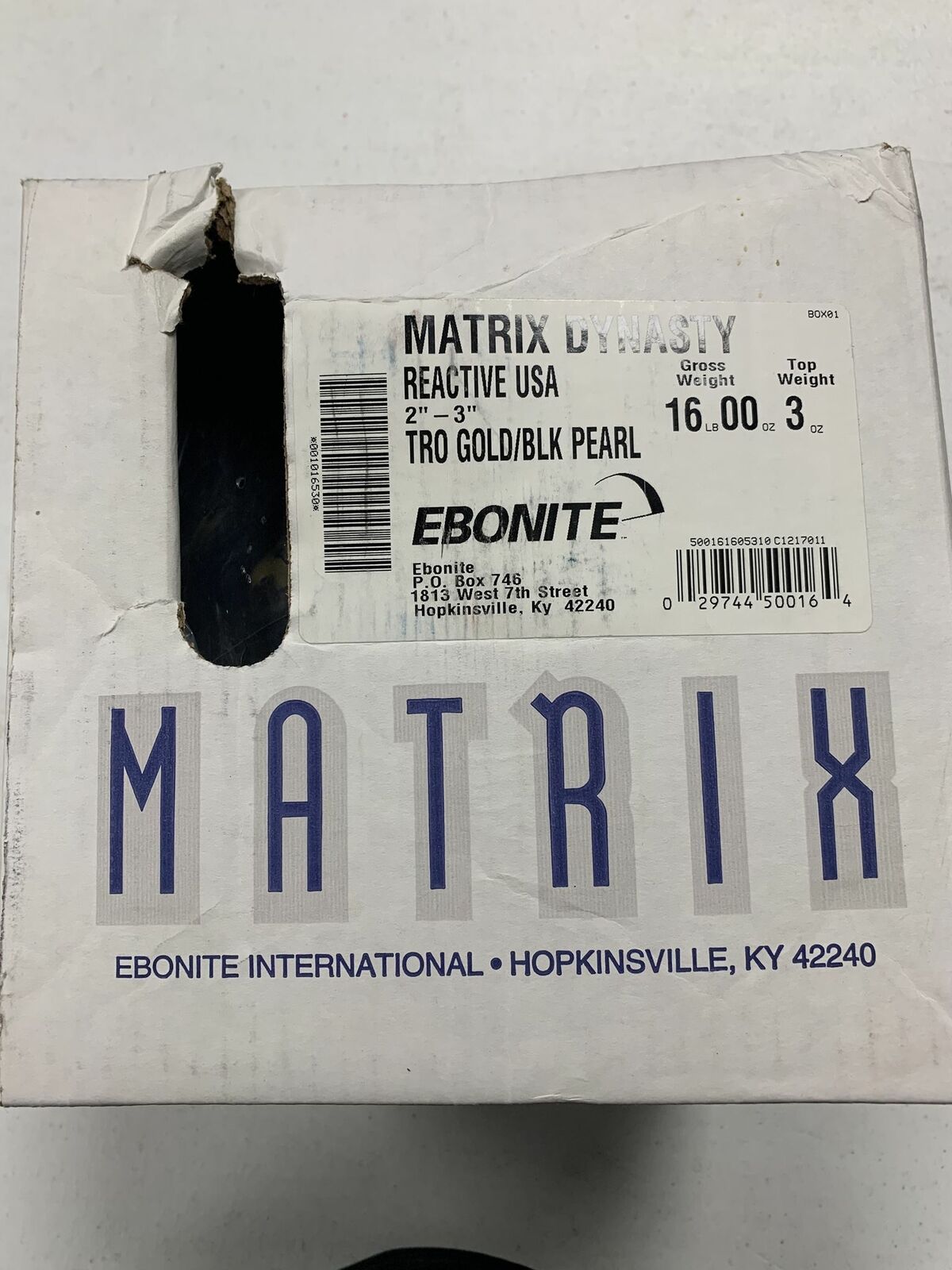 Ebonite Matrix Dynasty 16 lbs NIB Bowling Ball! Free Shipping! Undrilled!