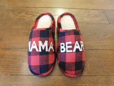 Dearfoams Mama Bear Memory Foam Red Buffalo Plaid Clog Slippers Sz L 9-10 Soft 