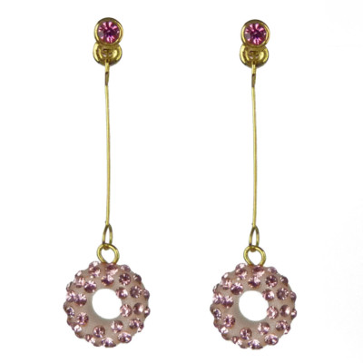 Boucles D'Oreilles Pendantes Ethniques - Argent Tibétain & Pierre Verte - Rose - Neuf Sans Emballage