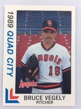 1989 Quad City Angels-Eastern League-BEST Baseball Card-Bruce Vegely