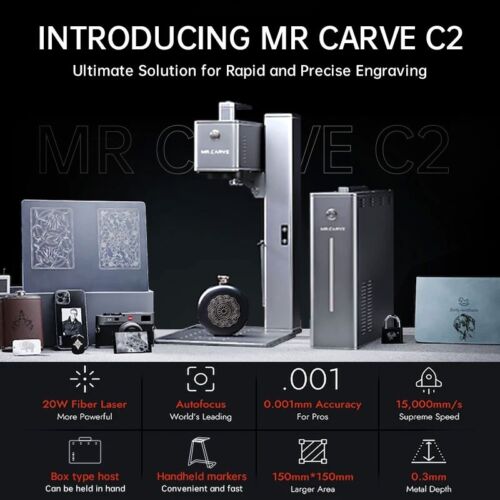 MR.CARVE C2 20W Fiber Laser Marking Machine Desktop & Handheld Laser Engraver - Afbeelding 1 van 6