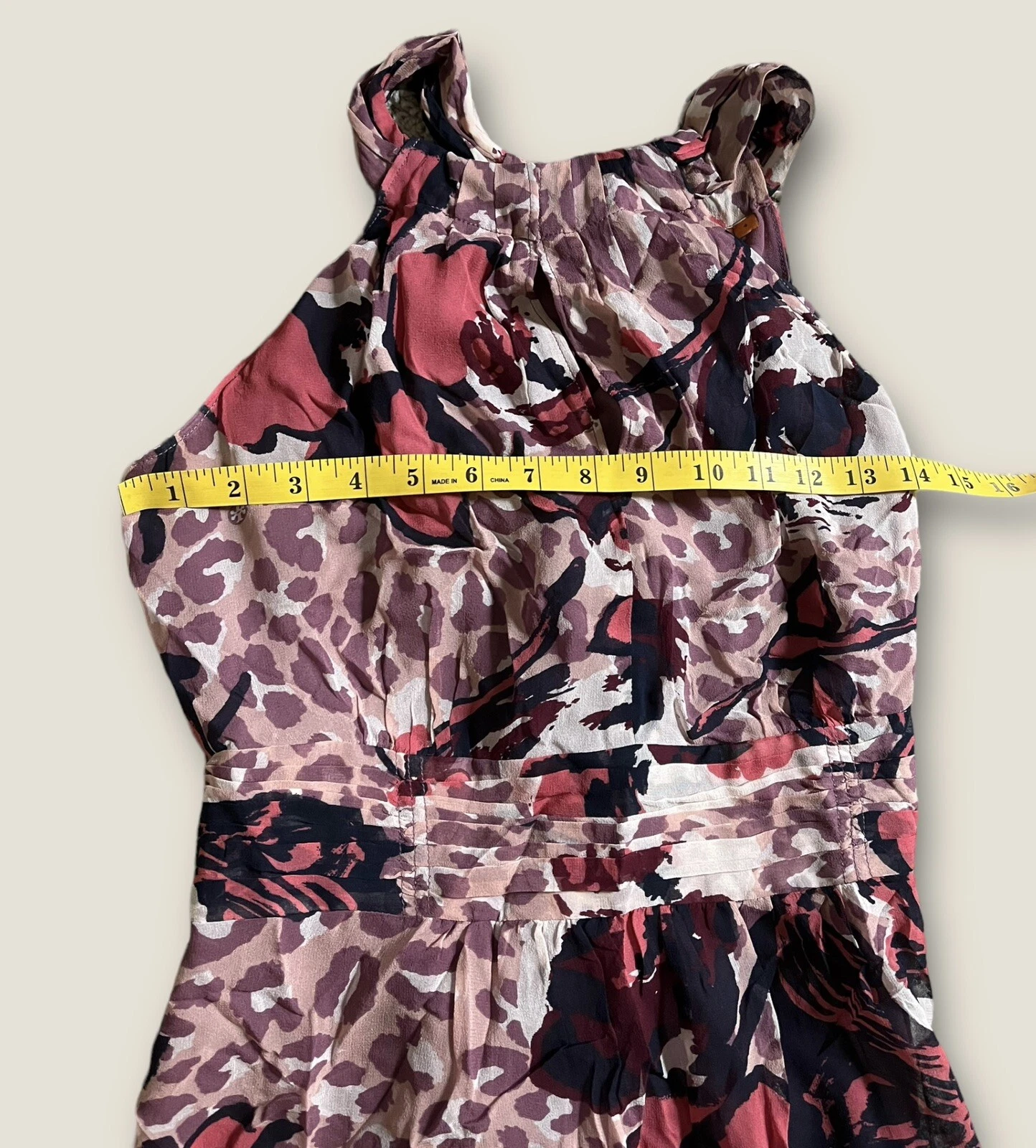 Abito donna Tory Burch taglia 4 floreale foderato animalier reggicalze seta senza maniche LEGGI! ✅