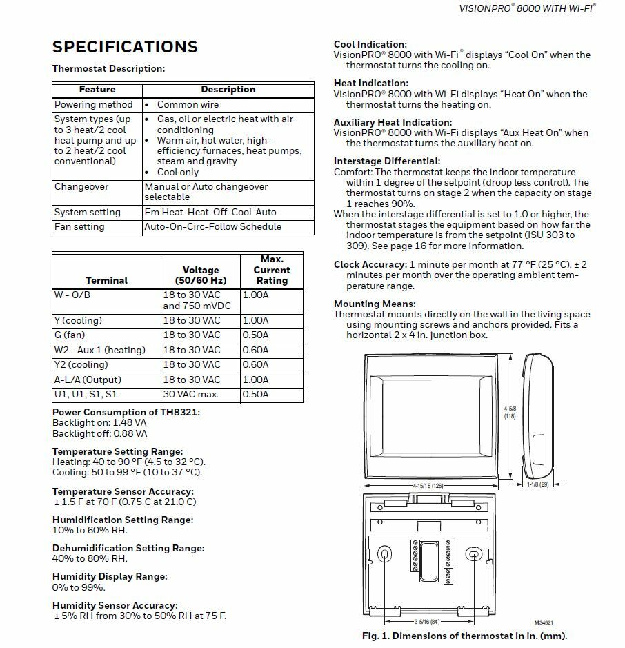 Honeywell TH8321WF1001 WiFi Touchscreen Thermostat - Requires C wire