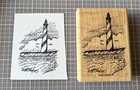 North Carolina Lighthouse Rubber Stamp Beach Scene Shore Clouds Stampin' Up! — photo 1