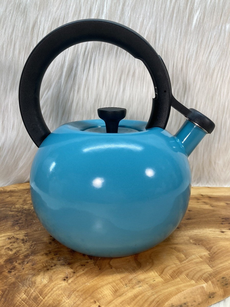 Circulon Sunrise Whistling Tea Kettle Teal Blue Green Enamel Quart with  Lid