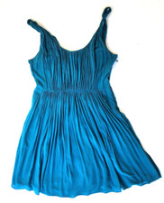 Madewell Sun Isle Mini Dress Sleeveless Swirl Shoulders Teal Blue Sz 8