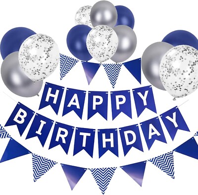 Geburtstagsdeko Party Geburtstag Dekoration Girlande Ballons 14-teilig Blau B642