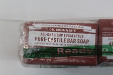 Dr. Bronner's Pure Castile Bar Soap Eucalyptus 2 Bars - 5oz Each Bar