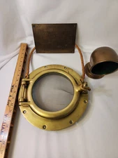 Antique Brass Lot - Porthole, Dorade Vent Funnel & Alternator Plaque Nautical 