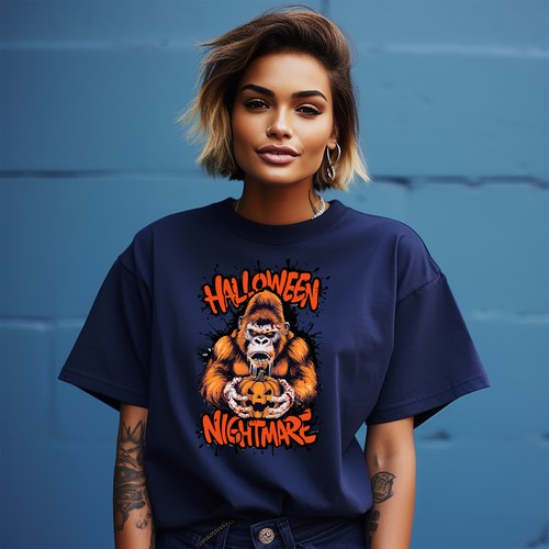 Halloween_242 Gorilla Pumpkin t-shirt - Spooky and Ape-solutely Hilarious! Unise - Picture 8 of 46
