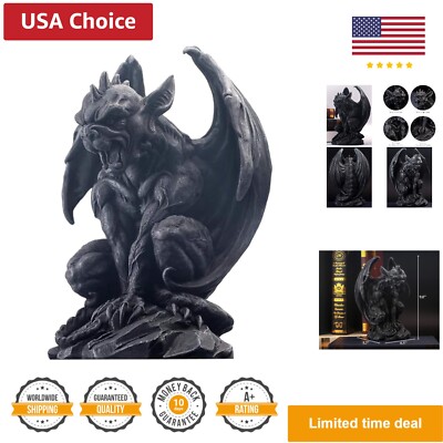 Winged Gargoyle Statue Indoor Outdoor Home Decor Sitting Guardian Sculpture H...