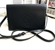 Metro City Crossbody Satchel Bag Black Leather Shoulder Purse Clutch Womens Gift