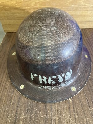 VINTAGE MSA SKULLGARD FIBERGLASS FULL BRIM HARD HAT SAFETY HELMET