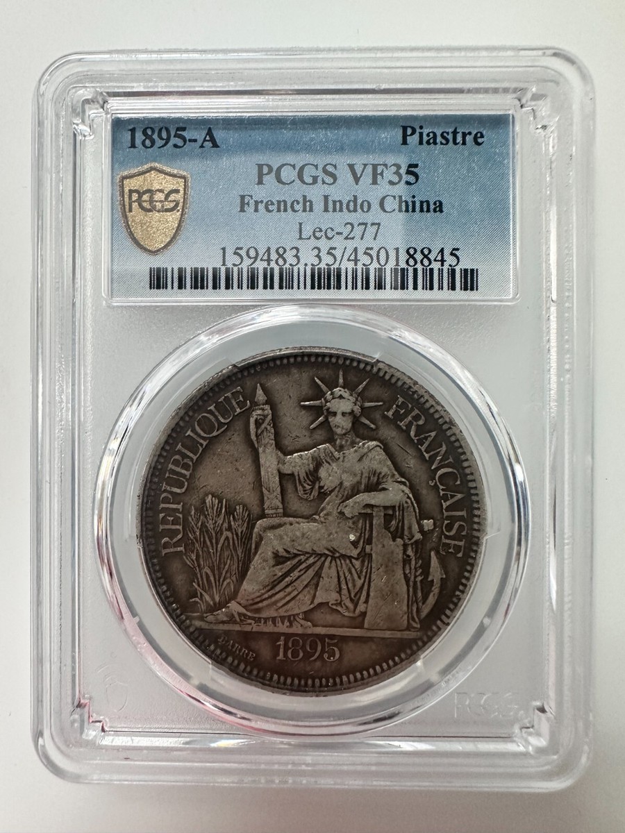 French Indochina, 1 Piastre 1895-A Lec-277 PCGS VF35 Antique